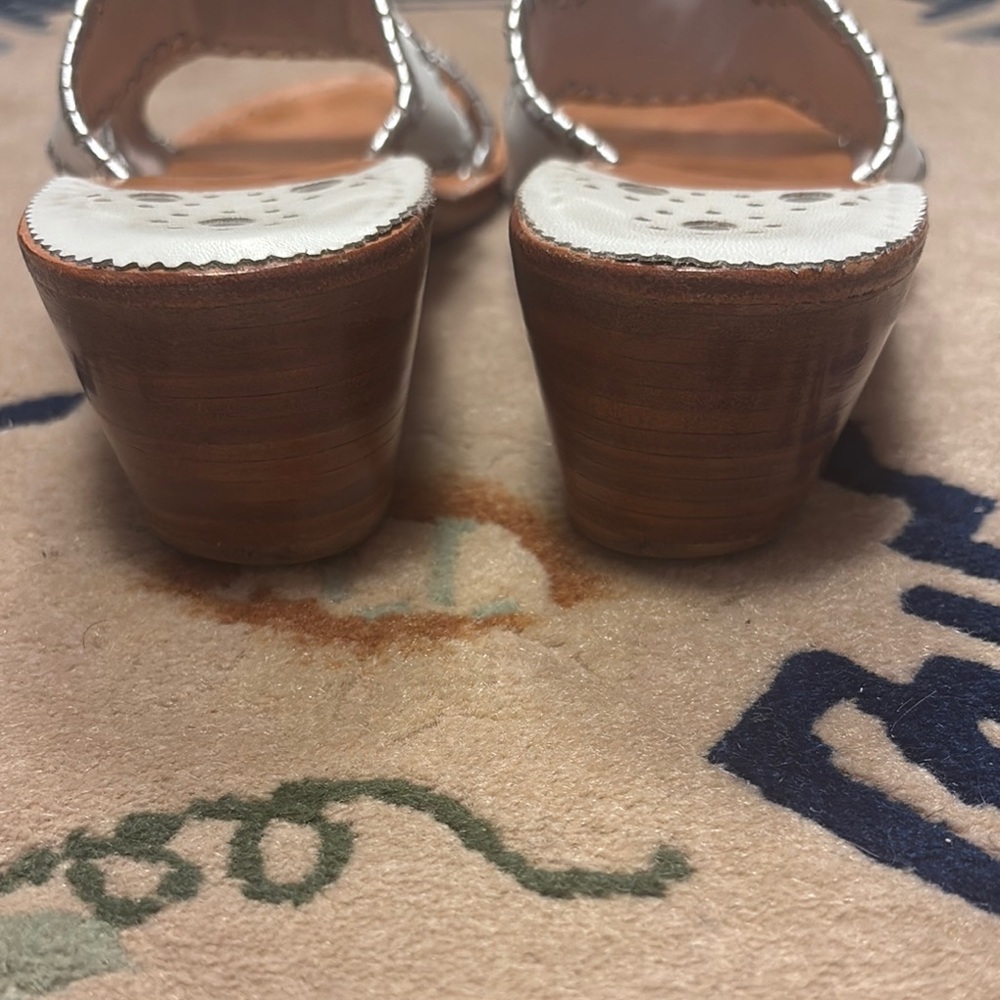 Jack Rogers White and Silver Sandals with Braided Straps - Picture 3 of 6